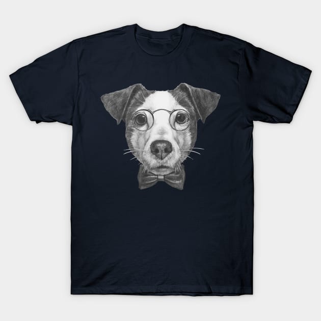 Jack Russell with glasses and bow tie T-Shirt by AnimalsFashion